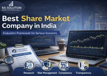“Featured image showing RA Solution logo at the top left, with a professional stock market analysis workspace displaying long-term charts, evaluation checklist, and icons for research, risk management, compliance, and transparency.”